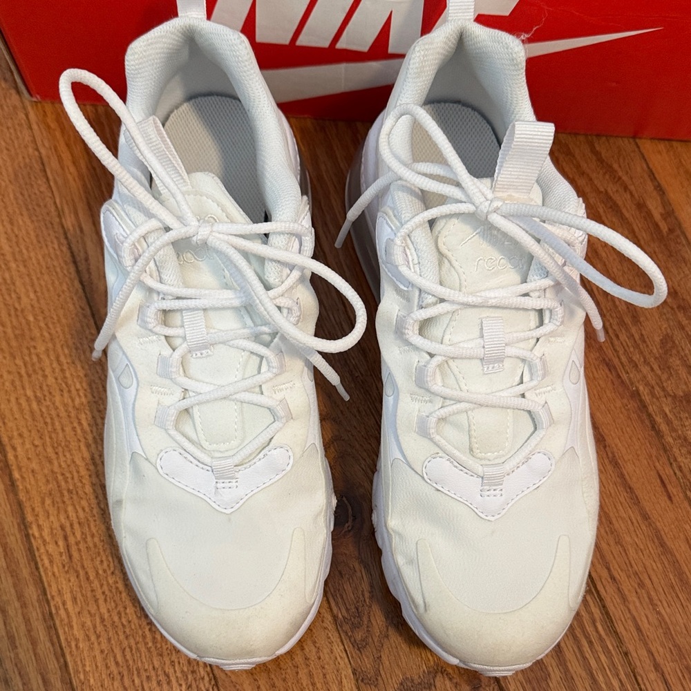 Kids Air Max 270 React GS 'Triple White